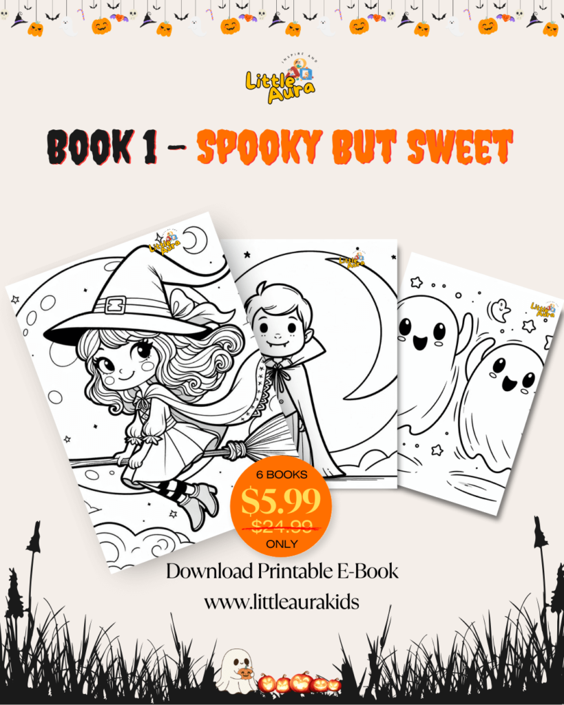 Fun Halloween coloring book for kids with cute spooky characters