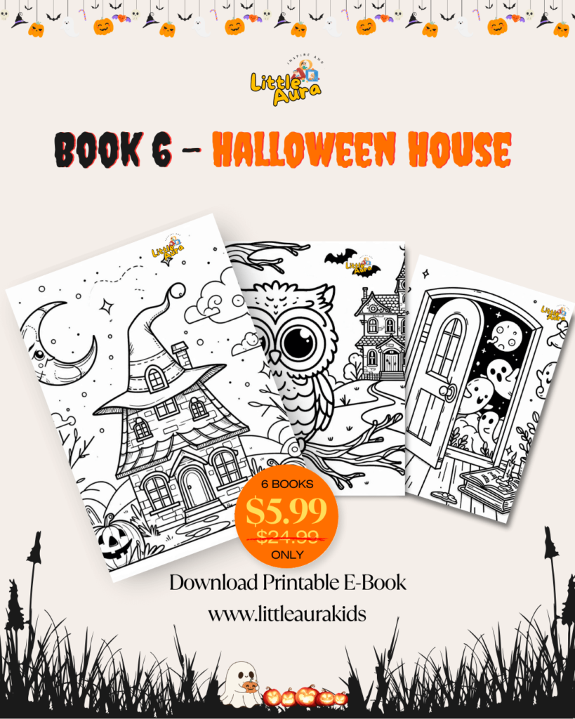 Creative Halloween coloring pages for kids with friendly monsters and magical creatures